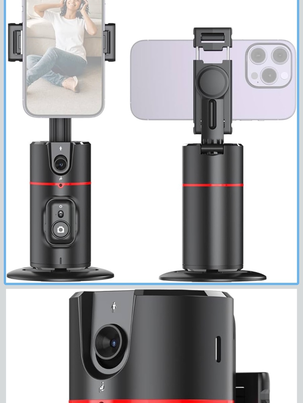 Auto face tracking selfie stick tripod